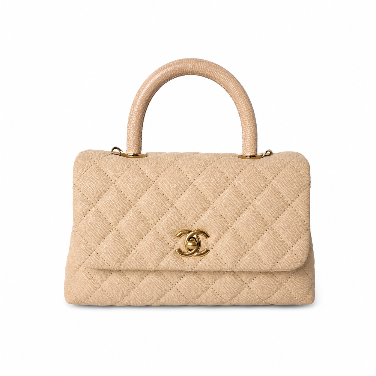 CHANEL CC TOP HANDLE MINI CAVIAR BEIGE