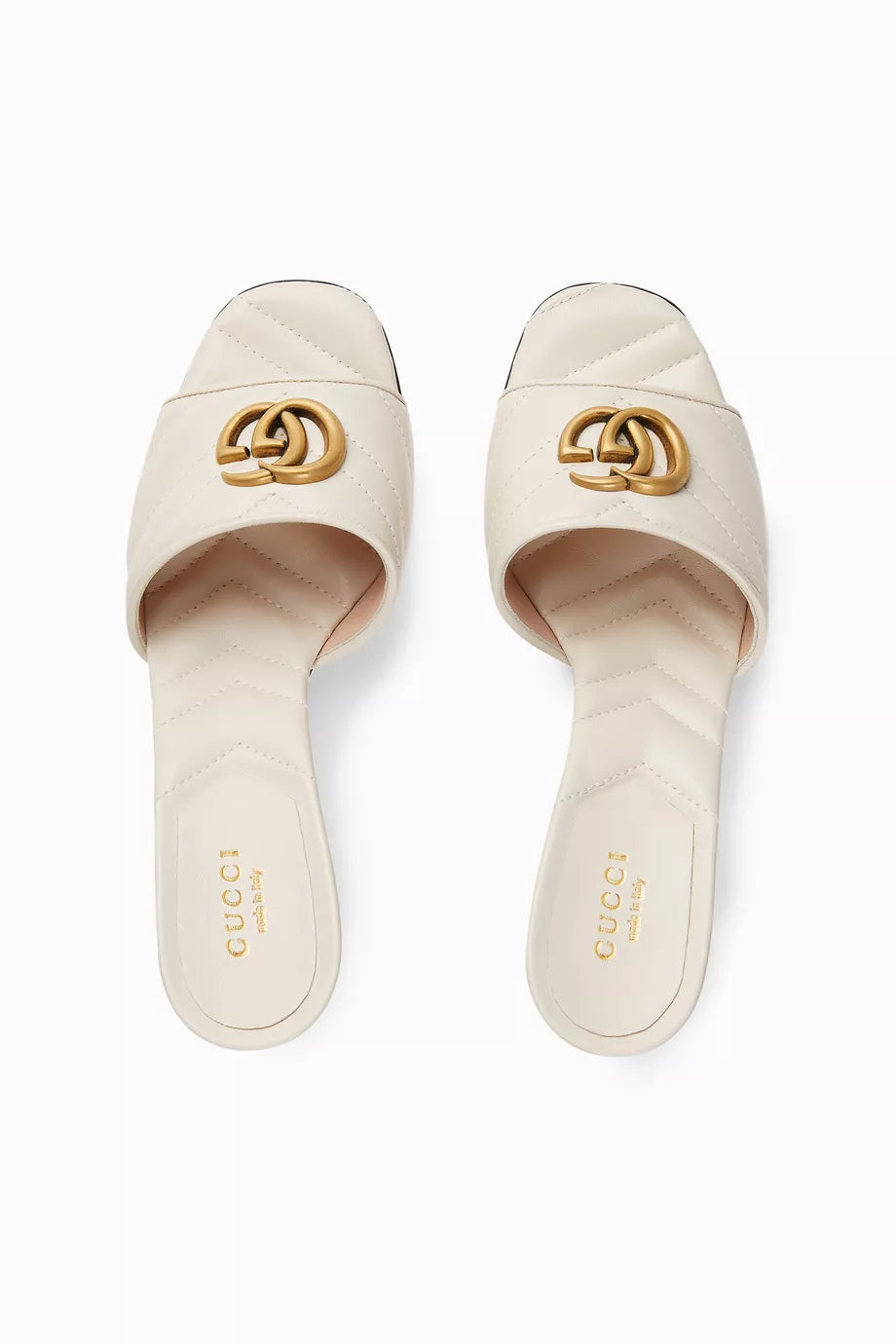 GUCCI GG MARMONT  75 DOUBLE G MULES IN MATELASSE