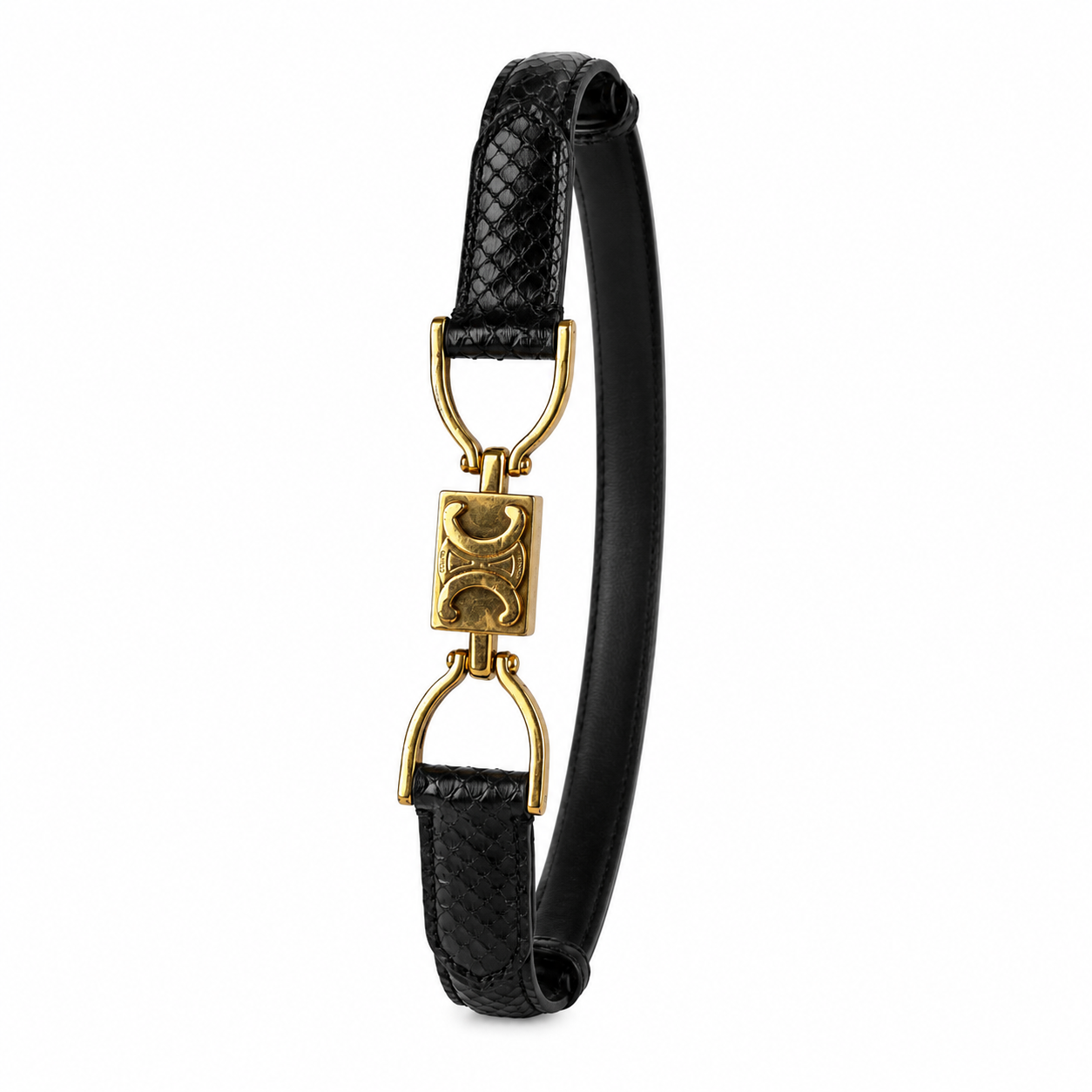 CELINE TRIOMPHE  CROC WOMENS ADJUSTABLE LEATHER BELT