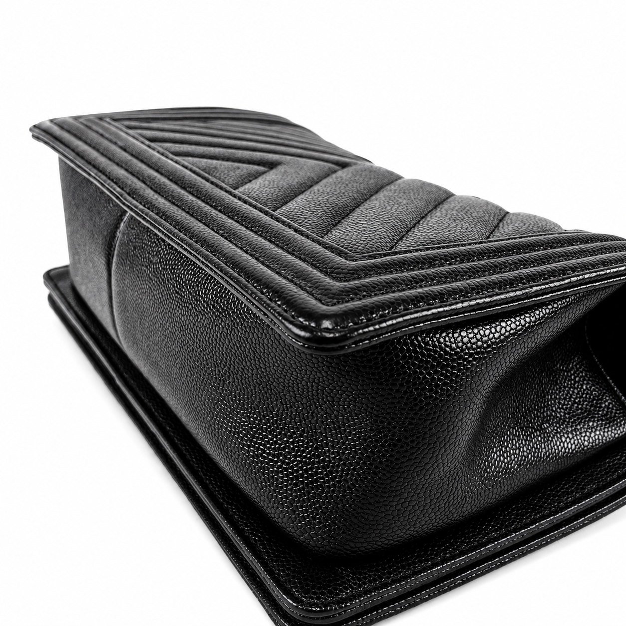 CHANEL CC MEDIUM OLD BOY CHEVRON FLAP CAVIAR