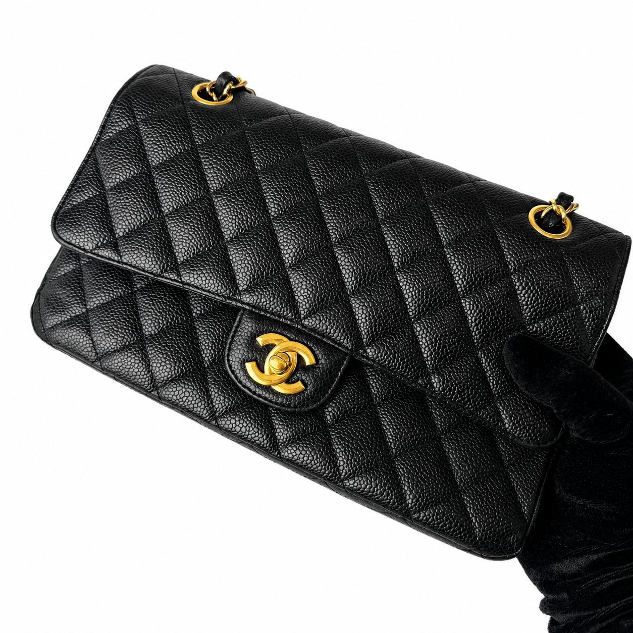 CHANEL CC MEDIUM CAVIAR BLACK WITH GHW