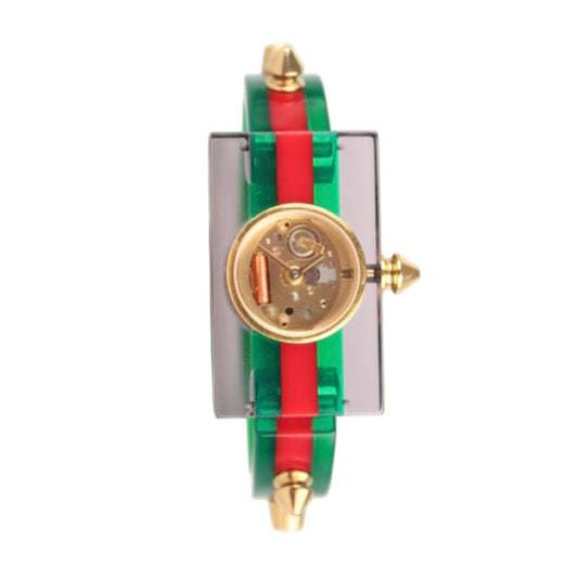 GUCCI WEB ACRYLIC GLASS STUDDED WATCH