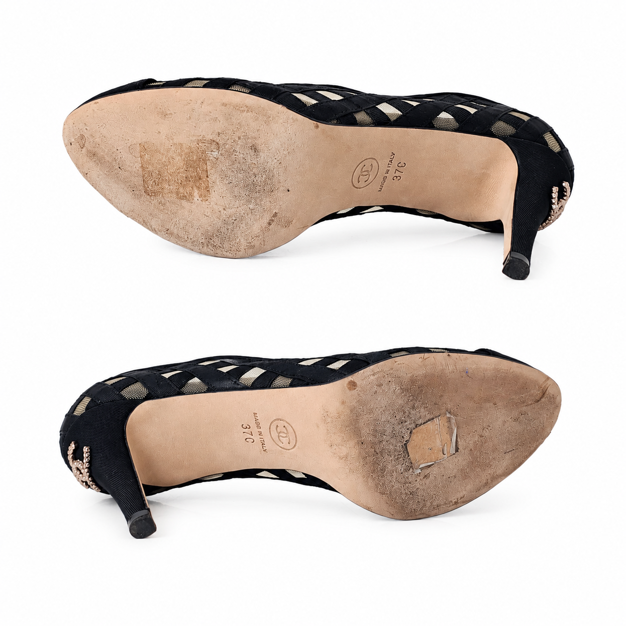 CHANEL CC CAPTOE LATTICE MESH PUMP