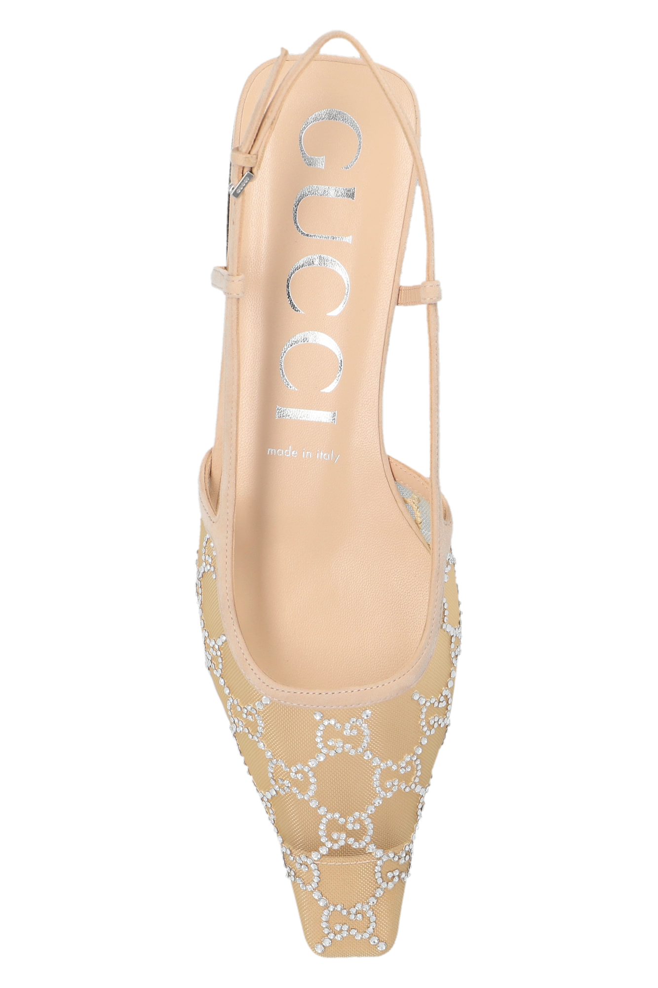 GUCCI GG MESH CRYSTAL BALLET SLINGBACK FLATS