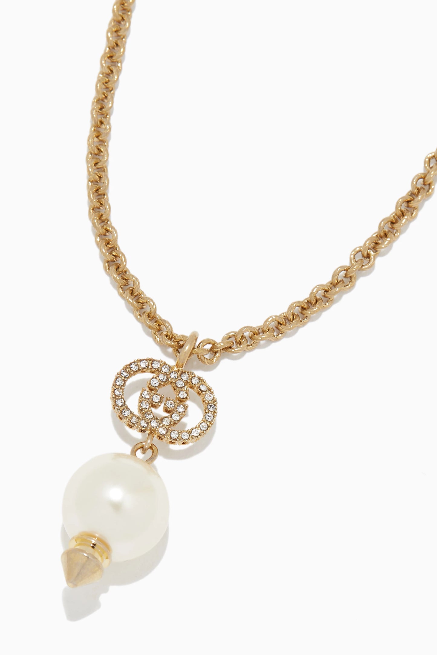 GUCCI GG INTERLOCKING G PEARLS PENDANT NECKLACE