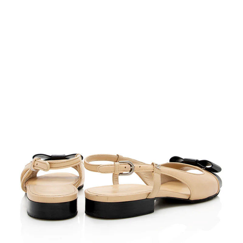 CHANEL CC BOW SLINGBACK SANDALS