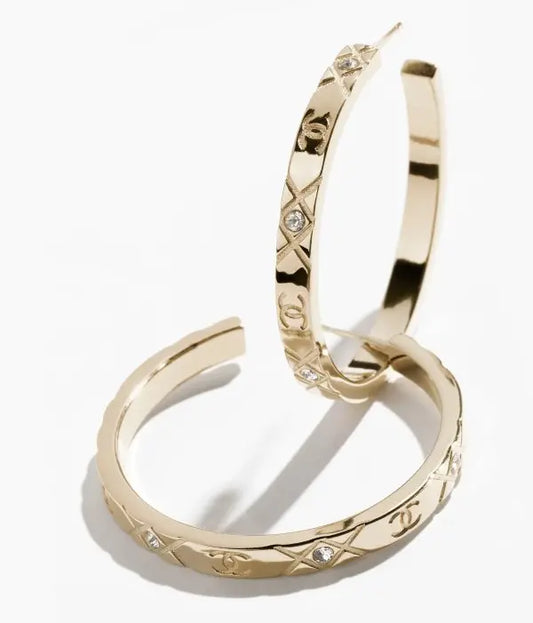 CHANEL 25P CC QUILTED HOOP EARRINGS