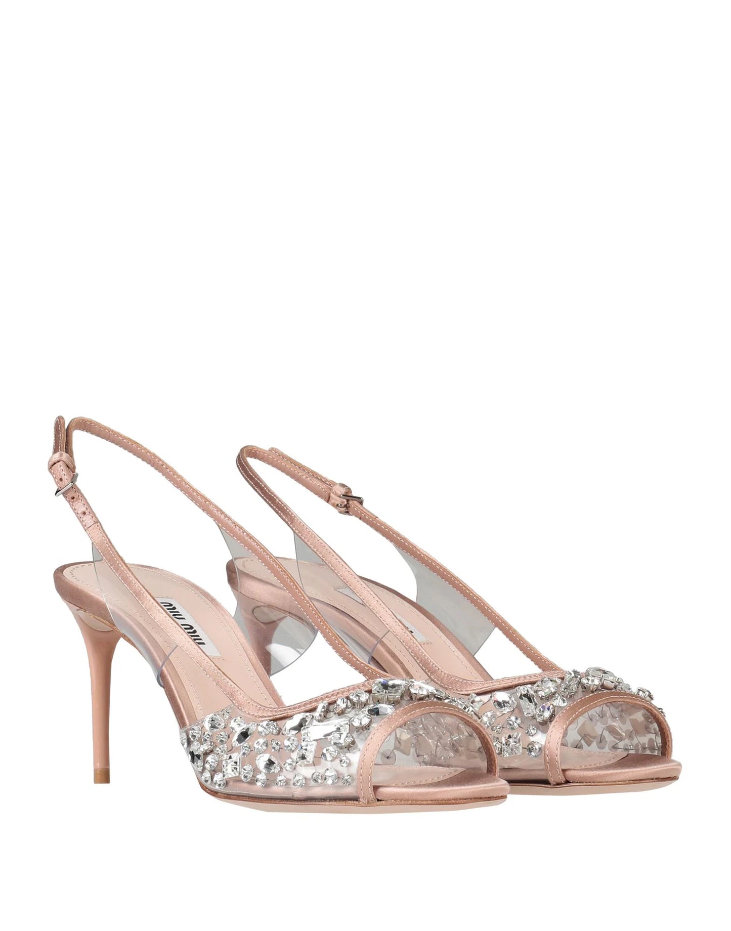 MIU MIU CRYSTAL SATIN SLING BACK