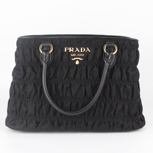 PRADA TESSUTO Gaufre Tote Bag, Shoulder Bag, 2 Way black, Nero